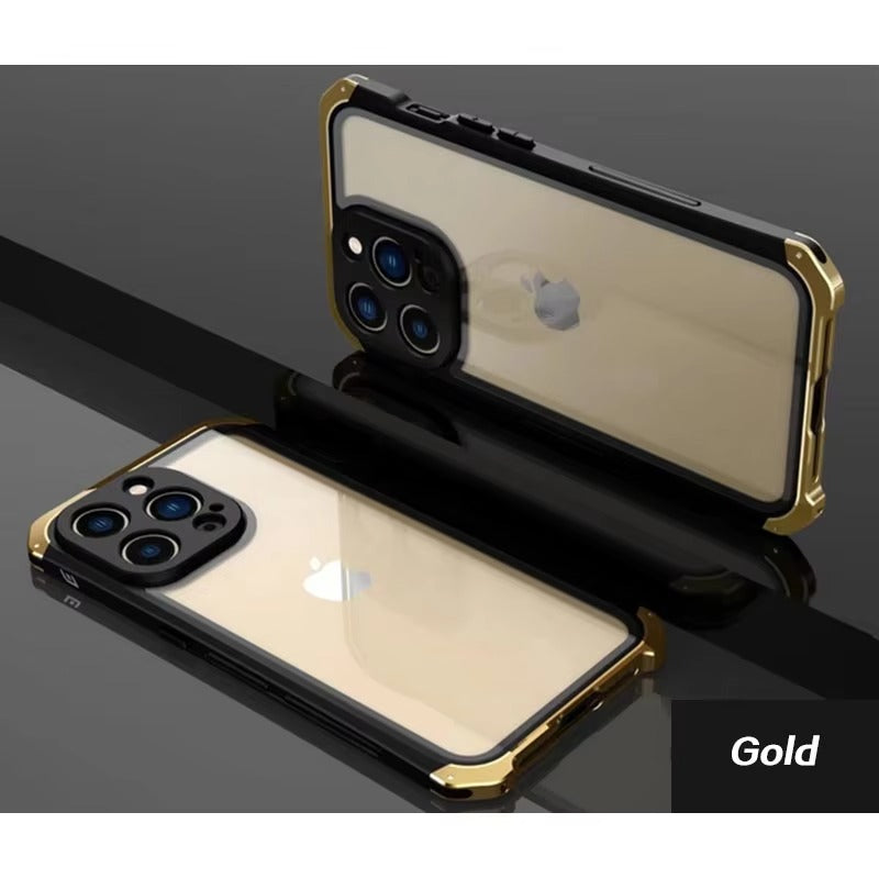 High Quality Apple iPhone Case MagSafe Compatible, Camera Lens & Screen Protection, Cover with Metal Frame Glass Back