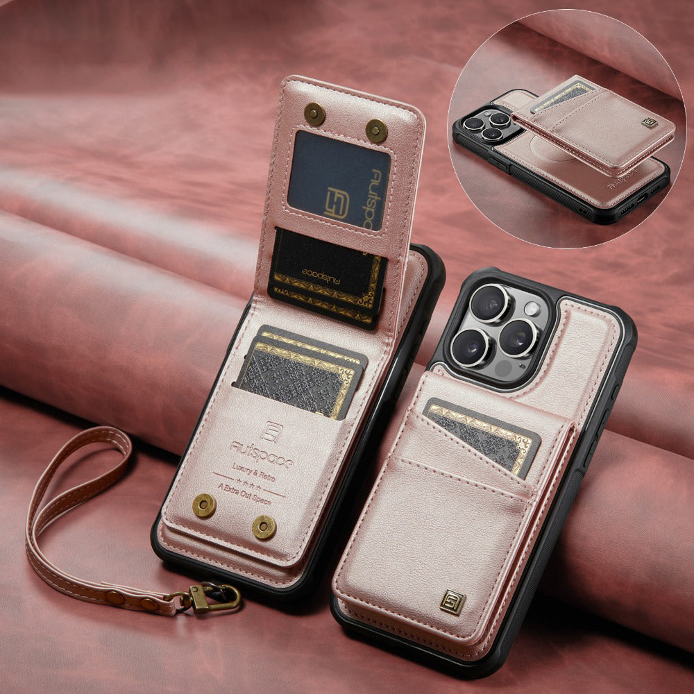 Luxury 2-in-1 Detachable Leather Flip Cover with Card Holder, Wrist Strap and Secure Magnetic Closure for Ultimate Protection