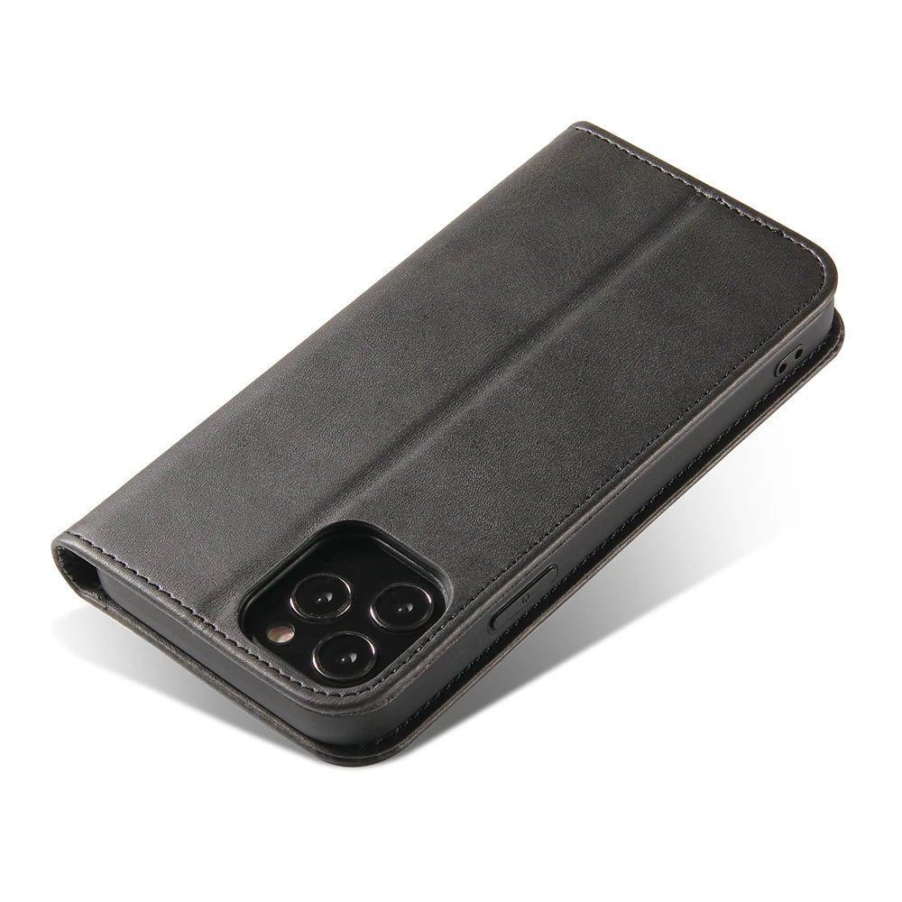 Luxury Magnetic Leather Flip iPhone Case – Premium Wallet Cover with Card Slots, and Magnetic Closure for iPhone Models