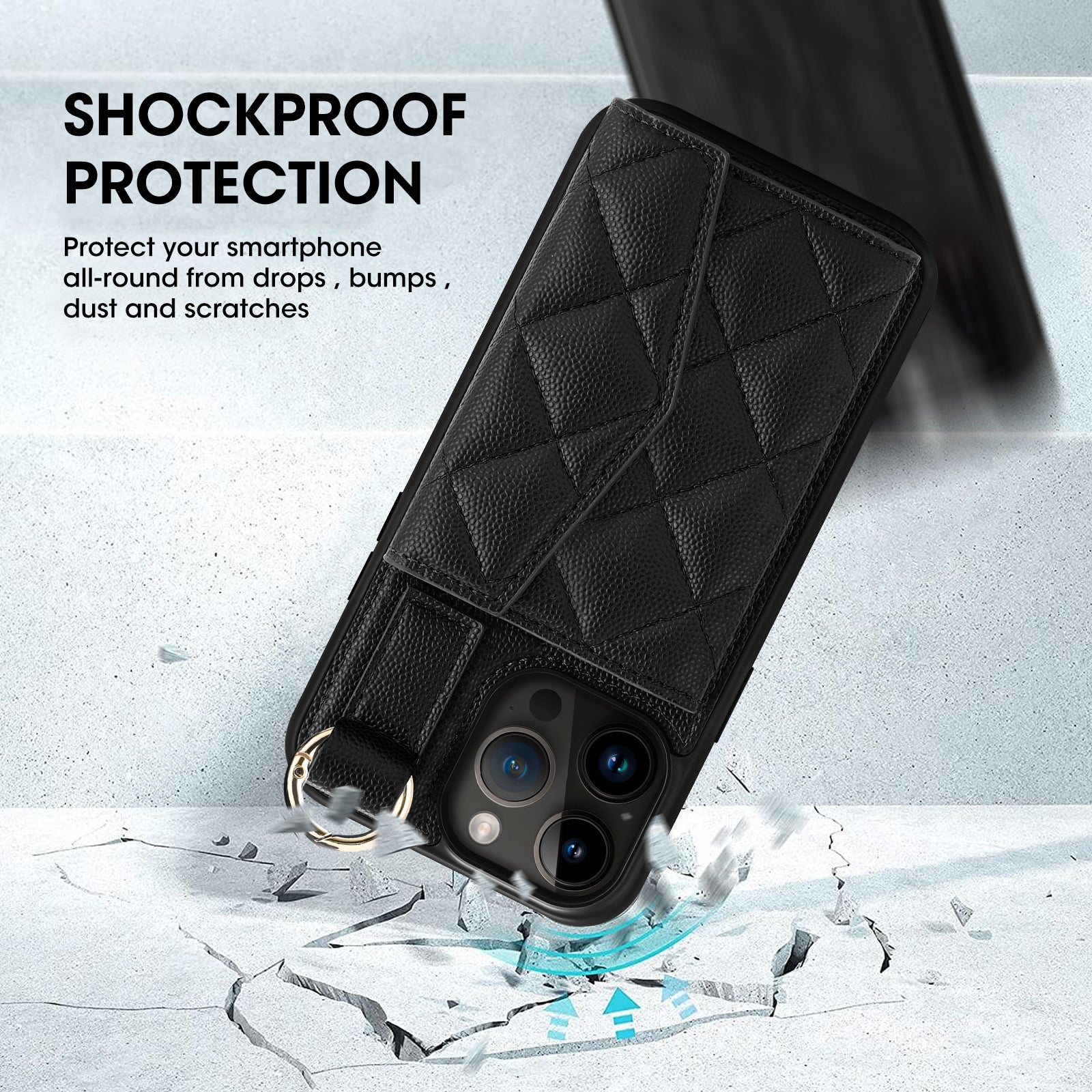 Luxury Crossbody Wallet iPhone Case – Cute Flip Leather Cover, Card Holder, Necklace Strap, Kickstand, Protection for iPhone