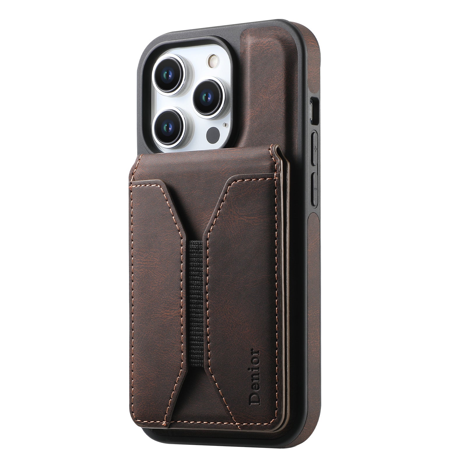 Luxury Magnetic Card Holder iPhone Case – 360° Rotating Stand, Multifunctional Leather Wallet, Shockproof Protection, MagSafe Compatible Cover for iPhone Models