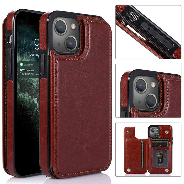 Luxury PU Leather Wallet iPhone Case – Kickstand, Card Holder Slots, Elegant Magnetic Closure for iPhone Models