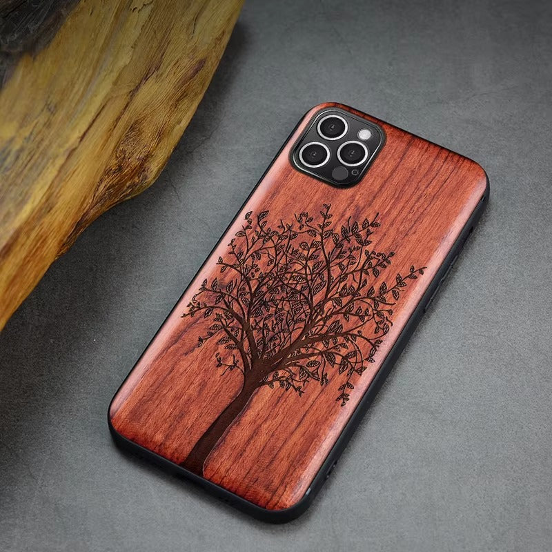 Robust Apple iPhone Case, MagSafe Compatible, Camera Lens and Screen Protection, Ultra Thin, Shockproof, Magnetic, Full All Around Protection, Real Wood TPU Cover