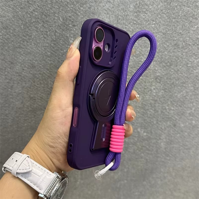 Luxury Apple iPhone Case, MagSafe Compatible, Camera Lens & Screen Protection, Ultra Thin, Shockproof, Magnetic Full All Around Cover – Invisible Folding Bracket Silicone Case with Soft Touch Finish