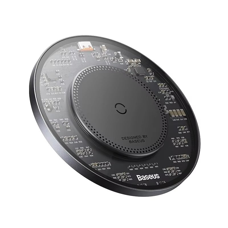 Premium 15W Wireless Charger Pad – Fast Qi Charging for iPhone, AirPods, Samsung, Xiaomi, LG, Clear Design, Type-C Cable, Charging Indicator