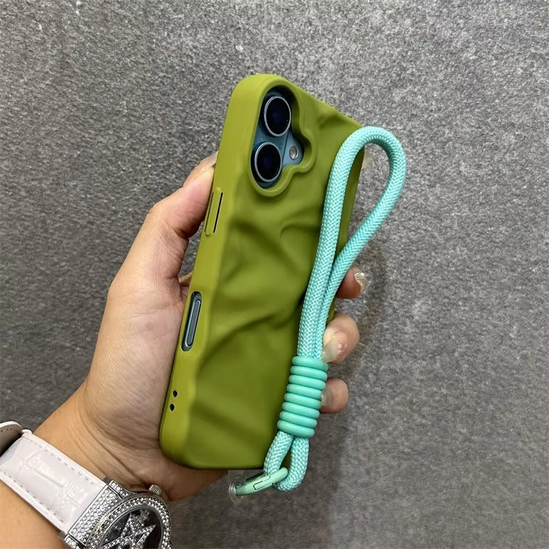 Premium Apple iPhone Case, MagSafe Compatible, Camera Lens & Screen Protection, Ultra Thin, Shockproof, Magnetic Full All Around Cover – Matte Wrinkle Silicone Case with Soft Back & Wrist Strap