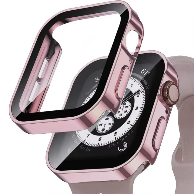 Premium Glass Screen Protector Case – Full Coverage, Straight Edge, Snap-On Protective Cover for 40mm to 49mm Smartwatches