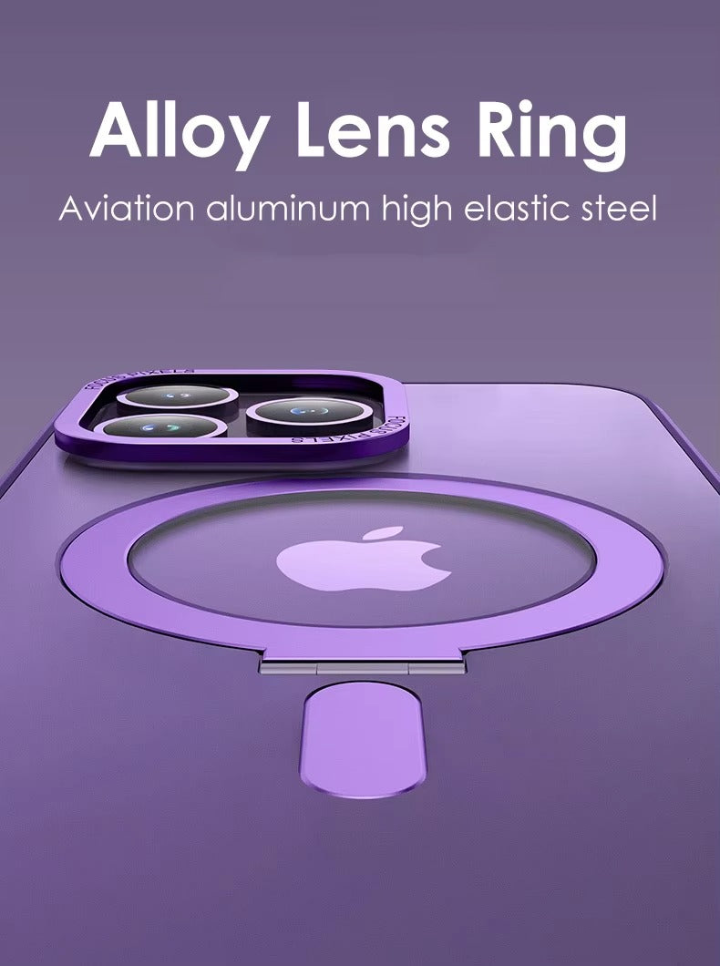 High Quality Apple iPhone Case MagSafe Compatible, Camera Lens & Screen Protection,  Cover with Aluminum Stand & Metal Lens