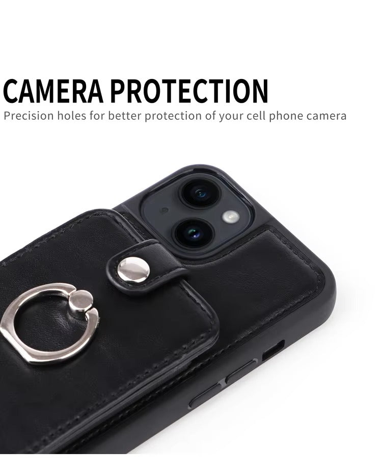 Premium Leather Apple iPhone Case, MagSafe Compatible, Ultra Thin Magnetic  Card Slot Wallet and Ring Grip