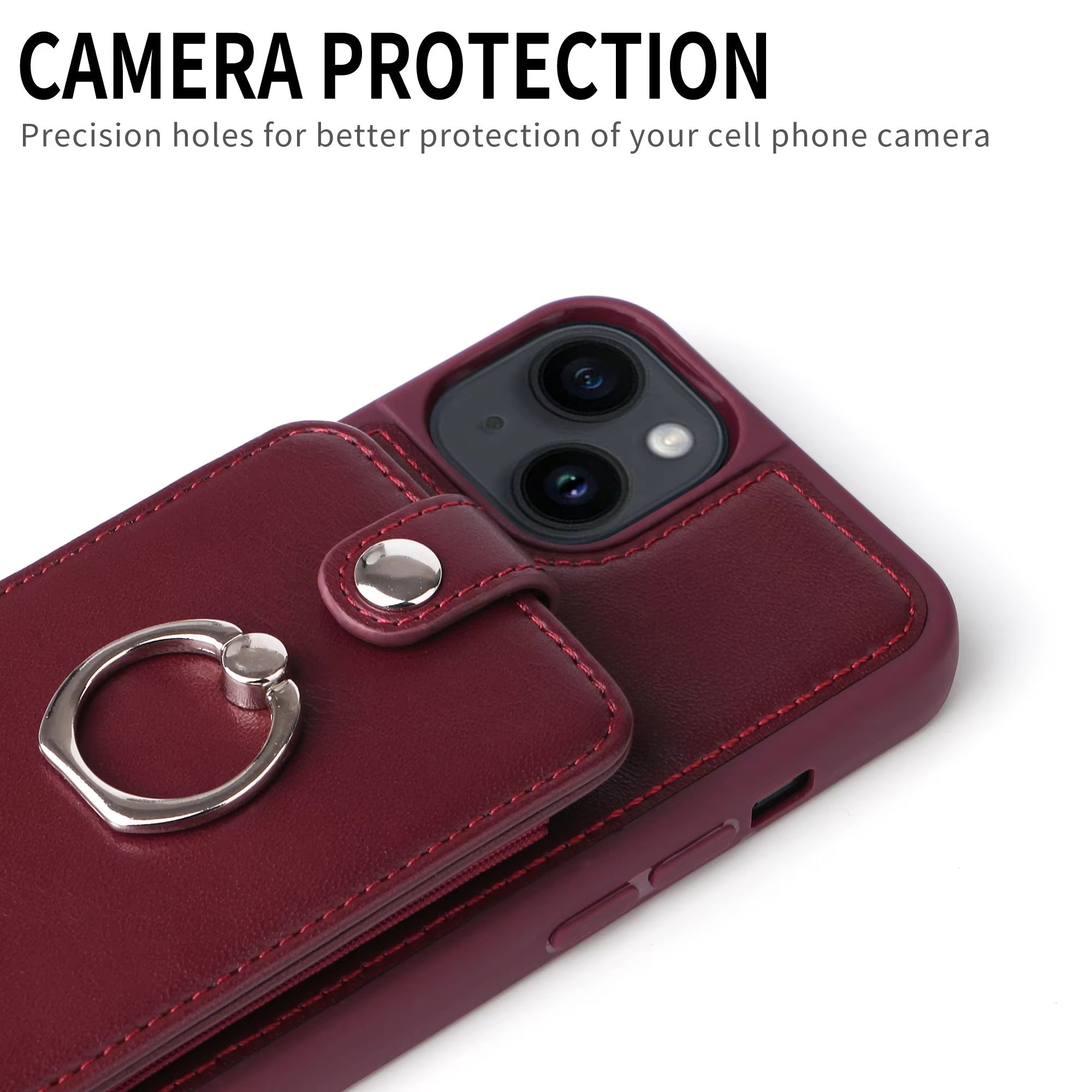 Premium Leather Apple iPhone Case, MagSafe Compatible, Ultra Thin Magnetic  Card Slot Wallet and Ring Grip