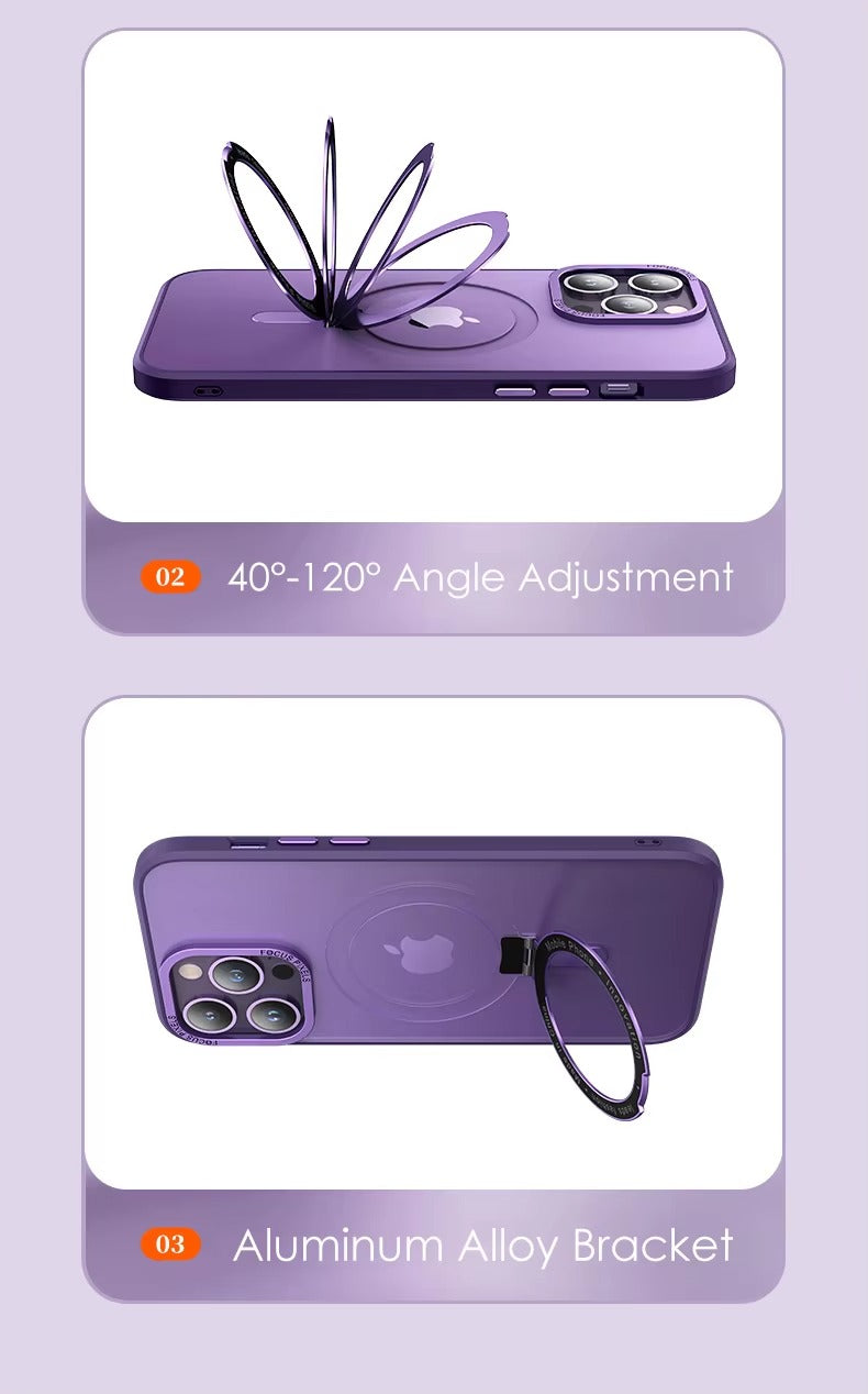 High Quality Apple iPhone Case MagSafe Compatible, Camera Lens & Screen Protection,  Cover with Aluminum Stand & Metal Lens