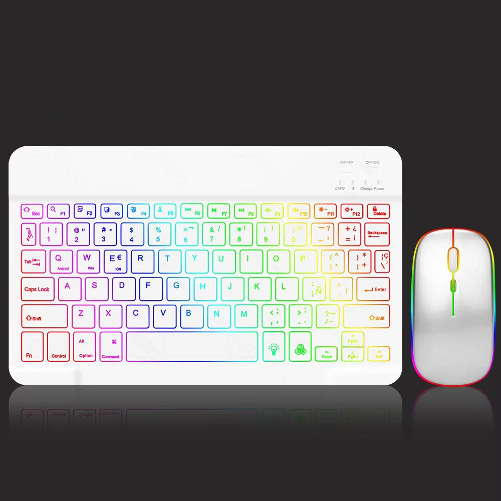 Premium 10-Inch Backlit Bluetooth Keyboard and Mouse Multi-Device Combo for iPad, Android, Windows, and iOS Tablets
