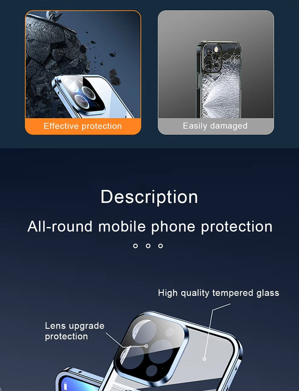 Luxury Apple iPhone Case Compatible, Camera Lens & Screen Protection, Ultra Thin Magnetic Full All Around Protection Cover 