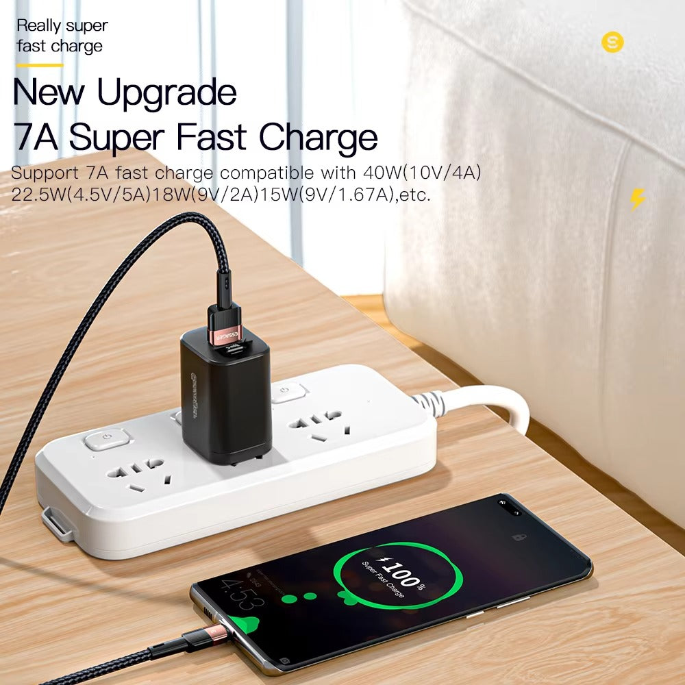 High Power 7A USB-A to USB-C Fast Charging Cable – 80W/100W Quick Charge Cord, 480Mbps Data Sync, Durable Aluminum Braided Wire, 0.5m 1m 2m 3m Options