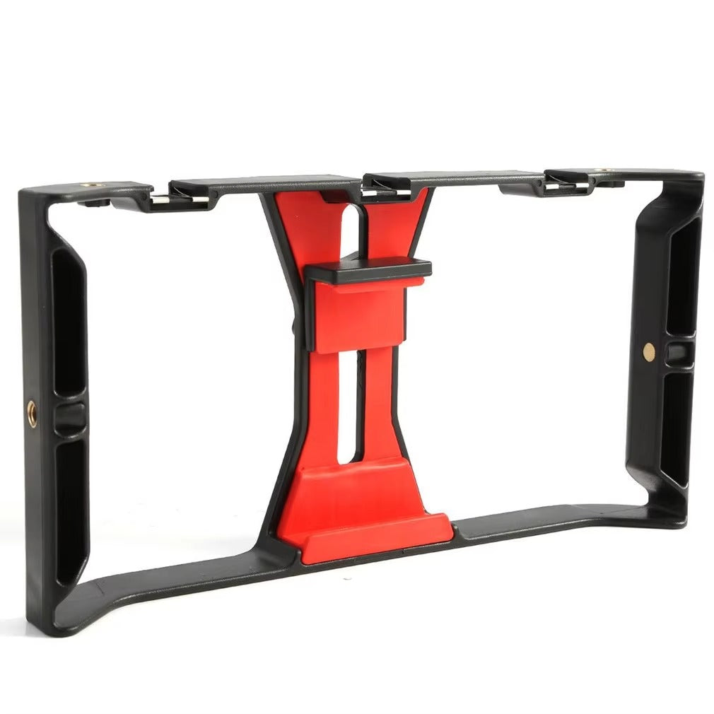 Robust Smartphone Video Rig Stabilizer with Dual Handgrips – Universal Handheld Phone Cage for YouTube, Live Streaming, Vlogging, LED & Mic Mount