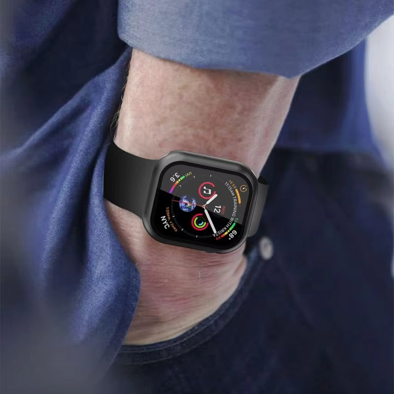 Premium Glass Screen Protector with Case Cover – Full Coverage Shockproof Protective Shell for 38mm to 45mm Smartwatch