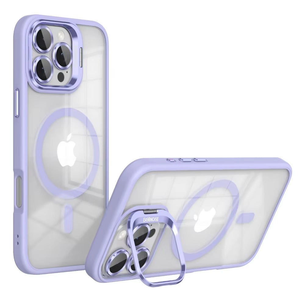 Premium Apple iPhone Case MagSafe Compatible, Camera Lens & Screen Protection, Cover with Transparent Stand & Lens Film