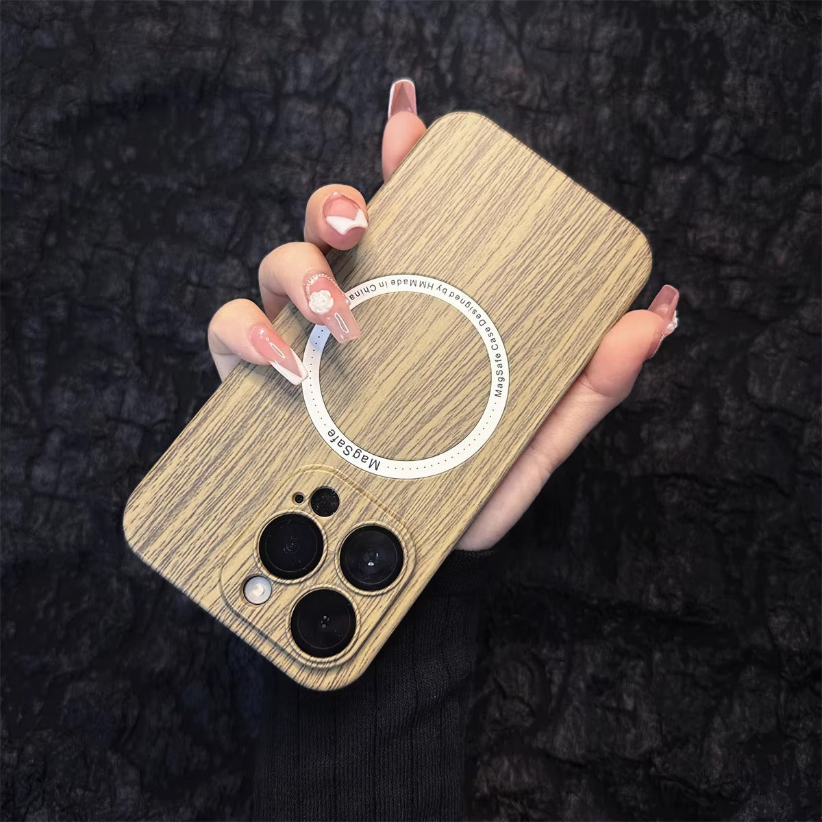 Premium Apple iPhone Case, MagSafe Compatible, Camera Lens and Screen Protection, Ultra Thin, Shockproof, Magnetic, Full All Around Protection, Wood Pattern Plastic Cover