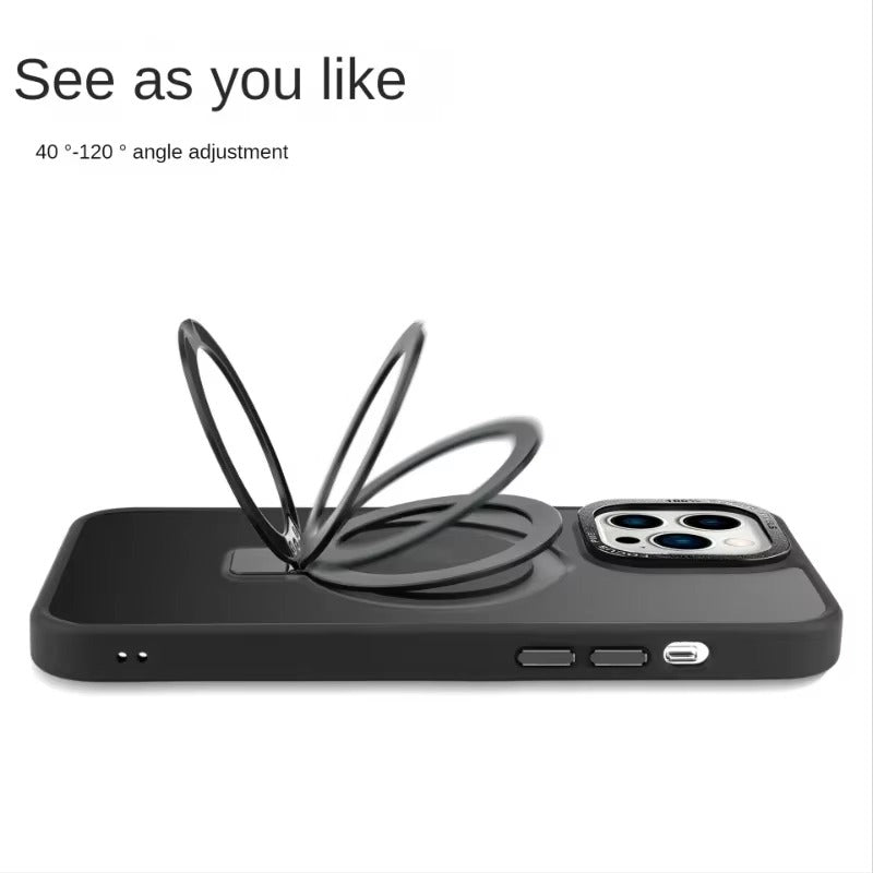 High Quality Apple iPhone Case MagSafe Compatible, Camera Lens & Screen Protection,  Cover with Aluminum Stand & Metal Lens