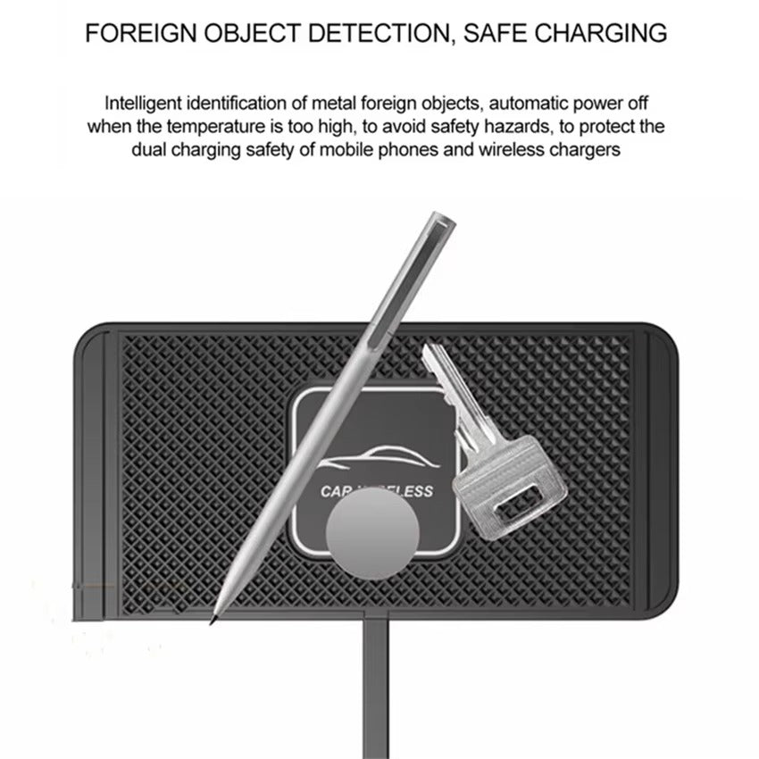 Premium, Wireless Car Charger, with Silicone, Anti-Slip Pad, Fast Charging, Cradle Dock, for iPhone, Smartphones, Car Dashboard