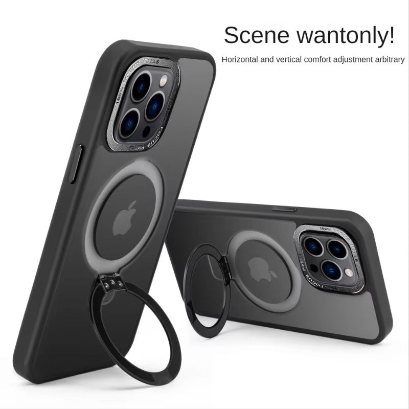 High Quality Apple iPhone Case MagSafe Compatible, Camera Lens & Screen Protection,  Cover with Aluminum Stand & Metal Lens