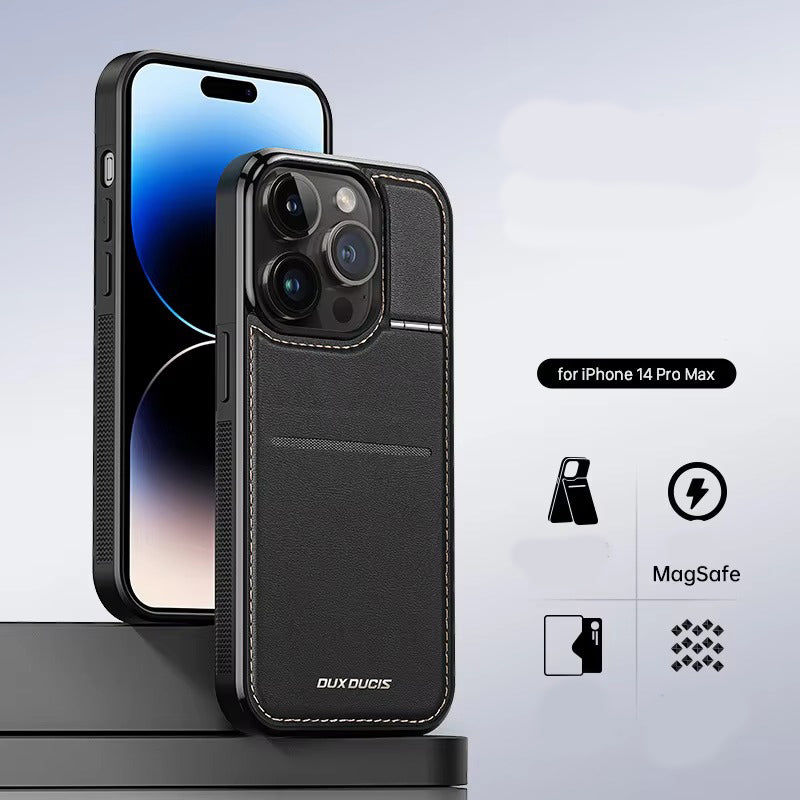 Luxury Apple iPhone Case, MagSafe Compatible, Camera Lens and Screen Protection, Ultra Thin, Shockproof, Magnetic, Full All Around Protection, PU Leather Business Cover