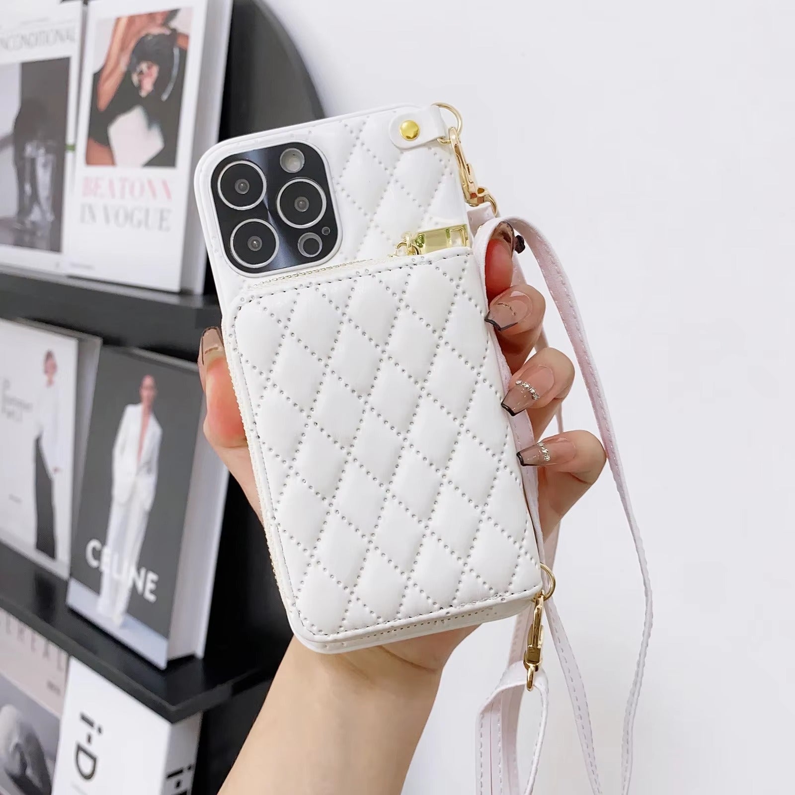 Premium Wallet Apple iPhone Case,Ultra Thin Magnetic Shockproof Full Cover Card Slots, and Crossbody Leather Strap