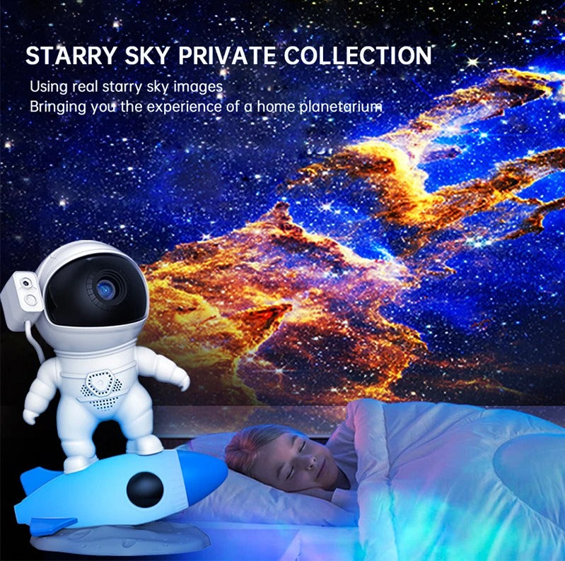 Luxury Astronaut Star Projector Night Light – 360° Adjustable Galaxy Lamp with Remote, Nebula LED Mood Light, Bedroom Ceiling Sky Decor for Kids Gift