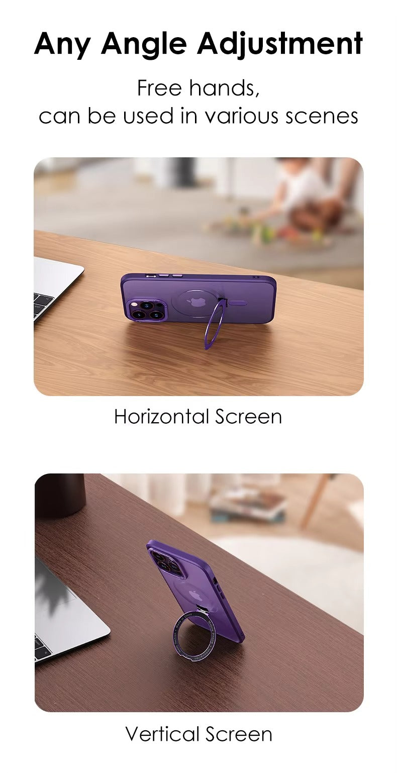 High Quality Apple iPhone Case MagSafe Compatible, Camera Lens & Screen Protection,  Cover with Aluminum Stand & Metal Lens