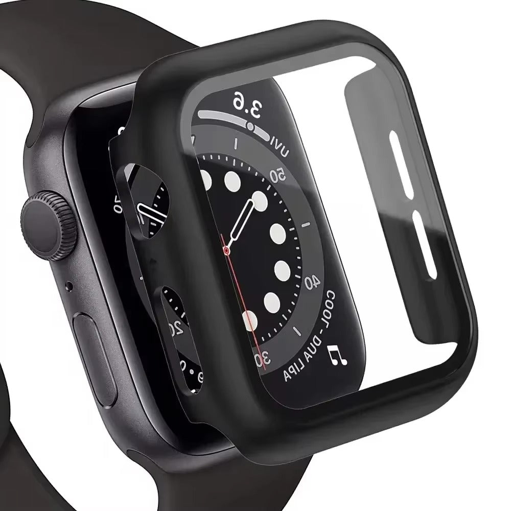 Tempered Glass Screen Protector Case – Full Cover Shockproof Bumper with Ultra-Clear Touch Glass, Compatible with 38mm to 45mm Smartwatches