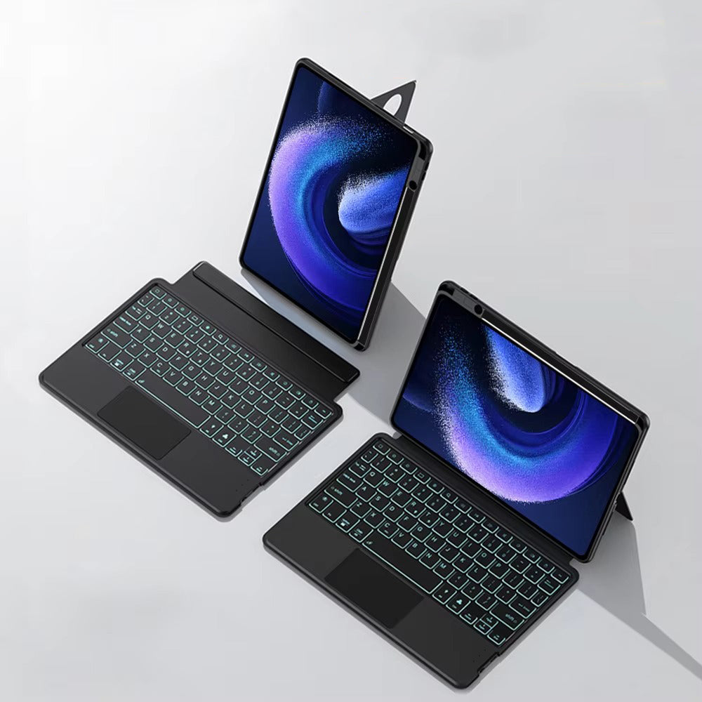 Premium Bluetooth Keyboard Case for Tablet – Magnetic Detachable Backlit Keyboard with Multi-Touch Trackpad, Type-C Fast Charging, Adjustable Angle & 360° Protection