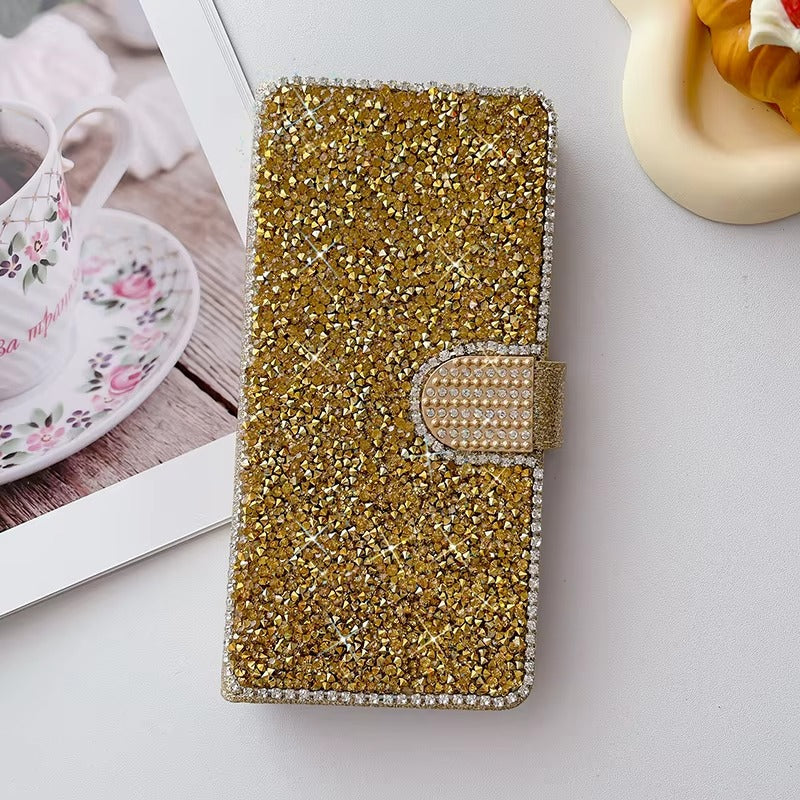 Luxury Apple iPhone Case, MagSafe Compatible, Camera Lens and Screen Protection, Ultra Thin, Shockproof, Magnetic, Full All Around Protection, Glitter Leather Wallet Cover