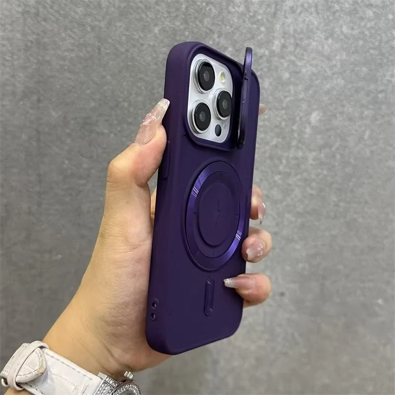 Premium Apple iPhone Case, MagSafe Compatible, Camera Lens & Screen Protection, Ultra Thin, Shockproof, Magnetic Full All Around Cover – Soft Silicone Case with Wrist Strap, Magnetic Lanyard & Lens Stand Bracket