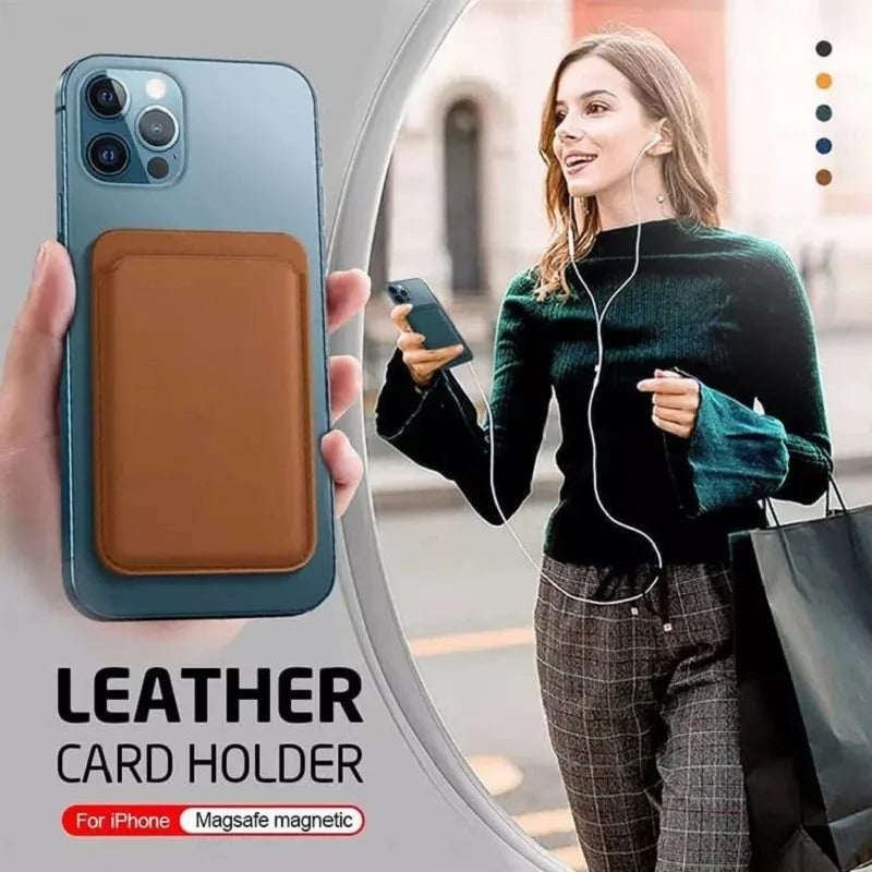 Premium Magnetic Leather Wallet for MagSafe – Slim Card Holder Case with RFID Block, Strong Magnet, Anti-Scratch, Non-Slip, Compatible with iPhone & Samsung