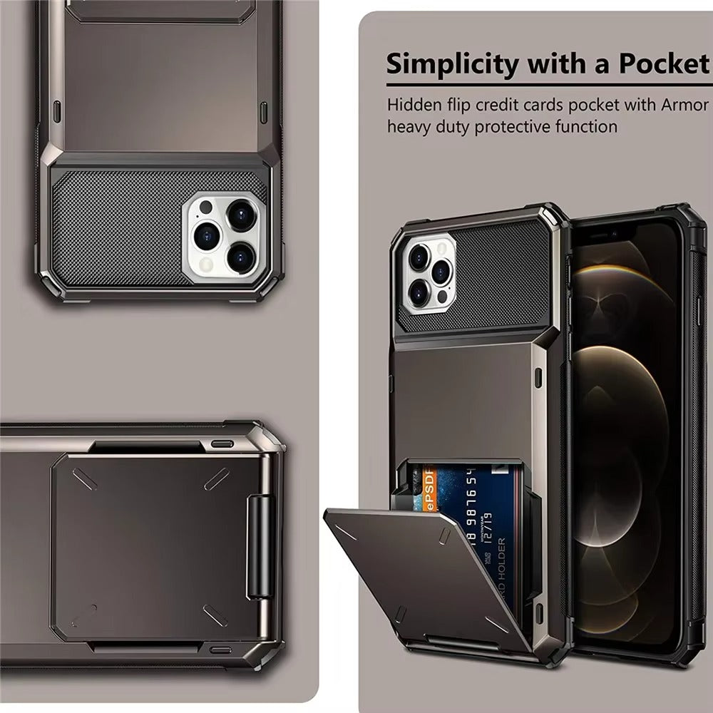 Luxury Wallet Apple iPhone Case, MagSafe Compatible Shockproof Cover with Camera Screen Protection, 4 Card Slot Holder Design