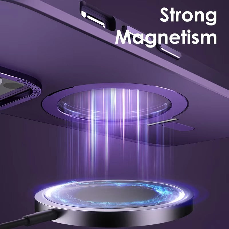 High Quality Apple iPhone Case MagSafe Compatible, Camera Lens & Screen Protection,  Cover with Aluminum Stand & Metal Lens