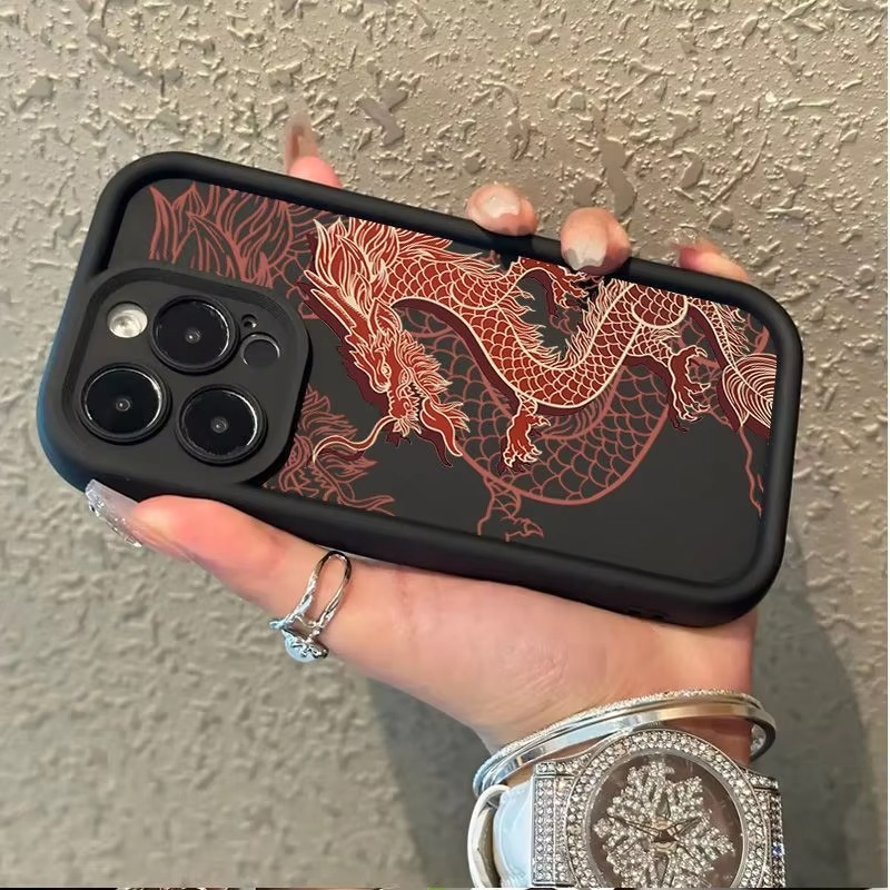 Luxury Apple iPhone Case, MagSafe Compatible, Camera Lens and Screen Protection, Ultra Thin, Shockproof, Magnetic, Full All Around Protection, Eastern Dragon Silicone Cover