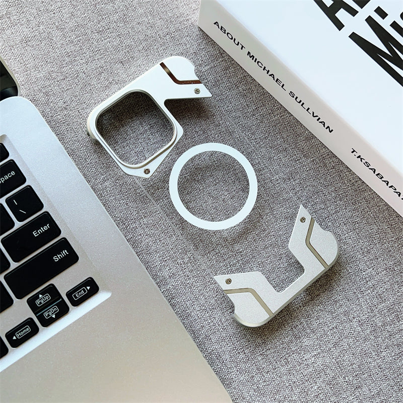 Aluminum Alloy Frameless  - Metal Bumper, Transparent PC Back, Magnetic Wireless Charging Compatible | Case for iPhone