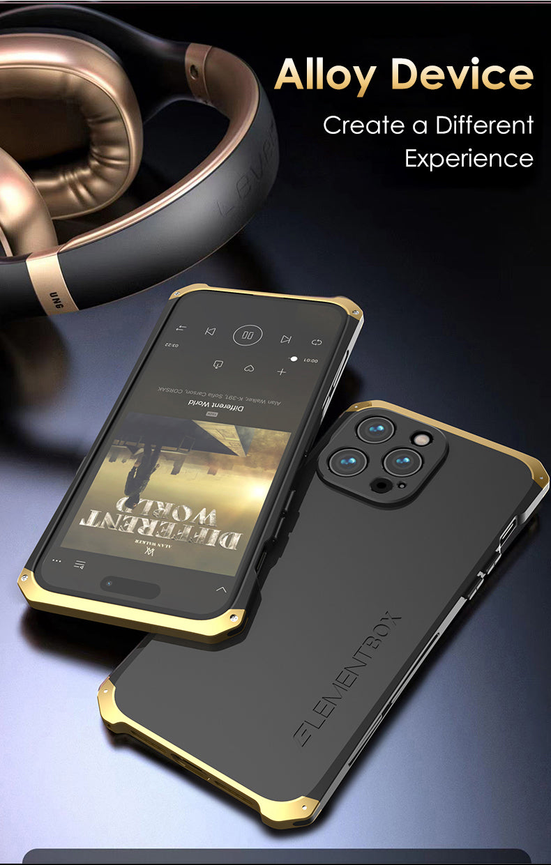 Luxury Aluminum Metal iPhone Case Shockproof Silica Gel Back Cover Anti-Collision Strip Durable Protection for iPhone Models