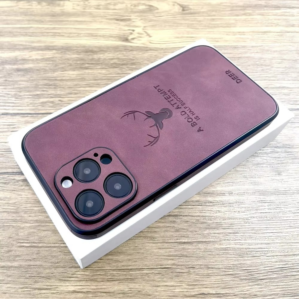 Premium  Fashion Cloth iPhone Case – Built-in Magnetic Iron, Deer & Cat Design Durable Protective Shell | Case for iPhone