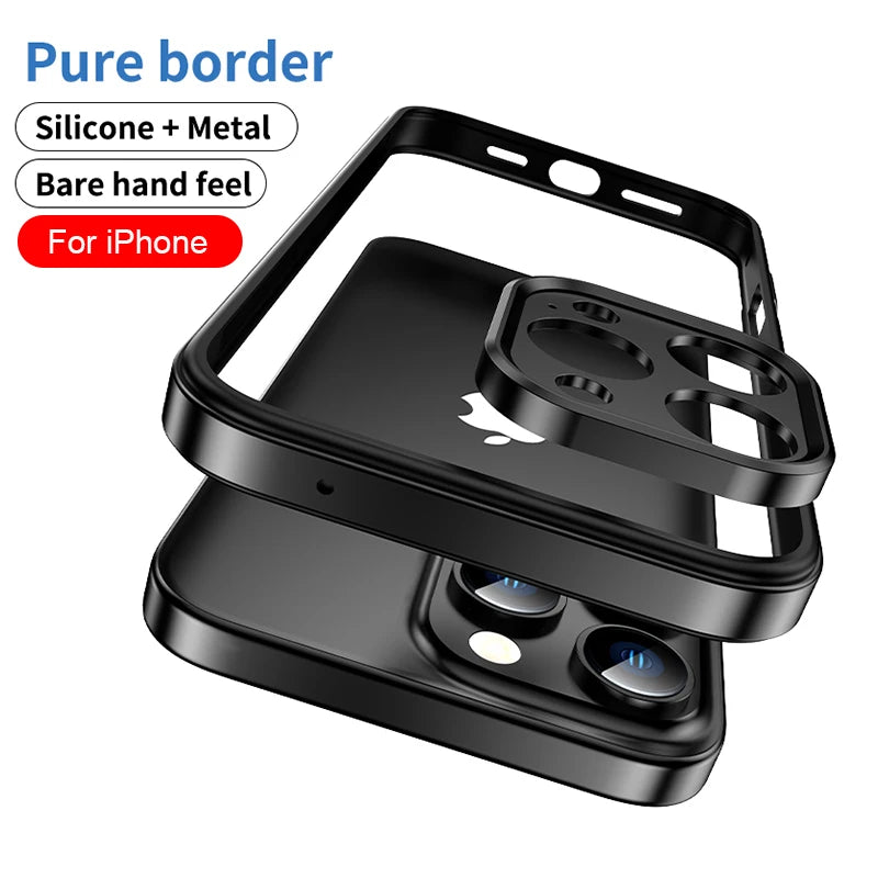 Luxury Hybrid Metal iPhone Case - Camera Protection, Silicone Frame, Aluminum Heat-Dissipating Bumper, | Case for iPhone