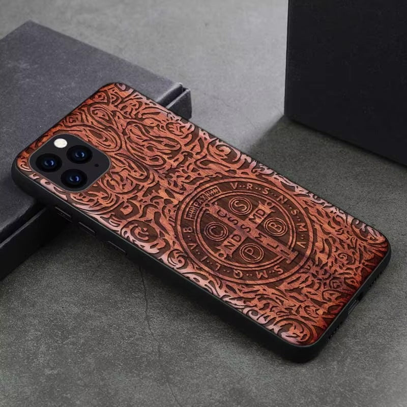 Robust Apple iPhone Case, MagSafe Compatible, Camera Lens and Screen Protection, Ultra Thin, Shockproof, Magnetic, Full All Around Protection, Real Wood TPU Cover