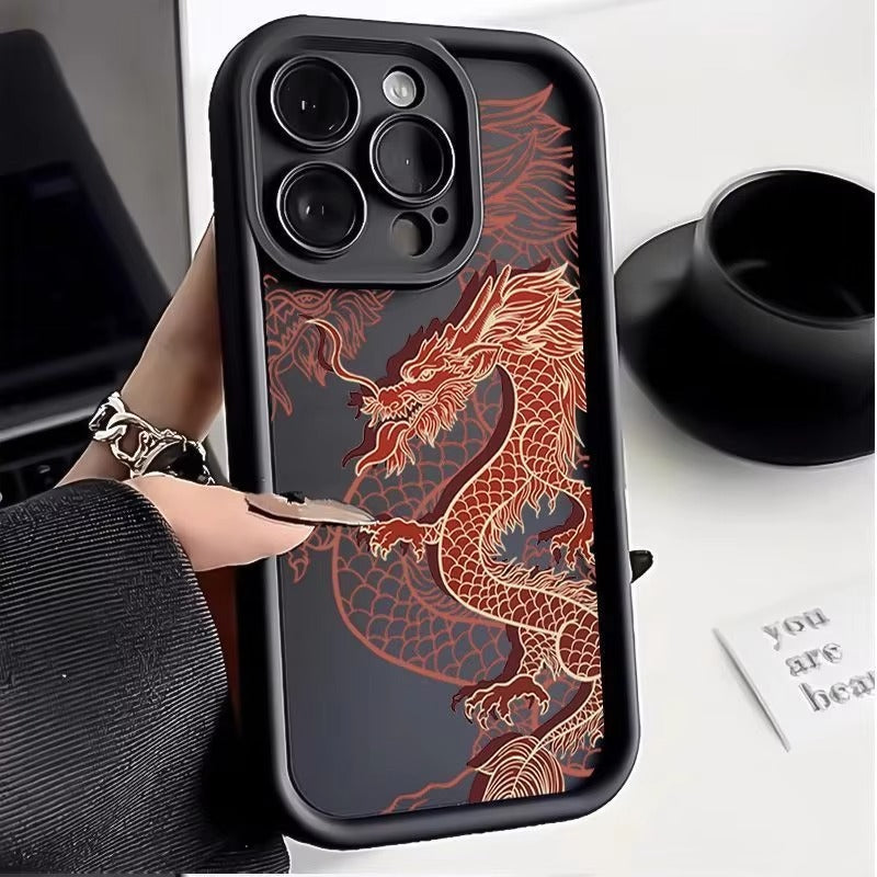 Luxury Apple iPhone Case, MagSafe Compatible, Camera Lens and Screen Protection, Ultra Thin, Shockproof, Magnetic, Full All Around Protection, Eastern Dragon Silicone Cover