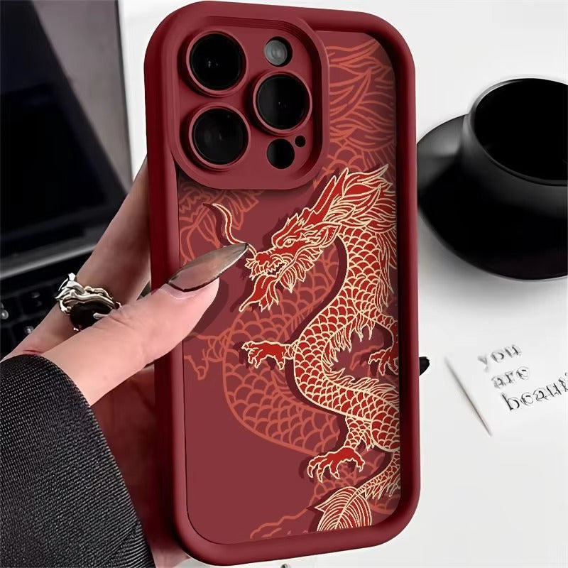 Luxury Apple iPhone Case, MagSafe Compatible, Camera Lens and Screen Protection, Ultra Thin, Shockproof, Magnetic, Full All Around Protection, Eastern Dragon Silicone Cover